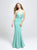 Madison James - 19-135 Jeweled Lace Plunging Mermaid Gown In Green