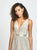 Madison James - 19-136 Glitter Tulle Deep V-neck A-line Dress In Silver and Green