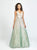 Madison James - 19-136 Glitter Tulle Deep V-neck A-line Dress In Silver and Green