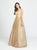 Madison James - 19-136 Glitter Tulle Deep V-neck A-line Dress In Gold