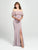 Madison James - 19-137 Ruffled Off-Shoulder Gown with Slit In Purple