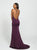 Madison James - 19-139 Stretch Satin Deep V-neck Trumpet Dress In Purple