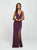 Madison James - 19-139 Stretch Satin Deep V-neck Trumpet Dress In Purple