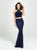 Madison James - 19-141 Two Piece Halter Sheath Dress In Blue