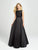 Madison James - 19-145 Embellished Bateau Mikado Pleated A-line Dress In Black