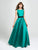 Madison James - 19-145 Embellished Bateau Mikado Pleated A-line Dress In Green
