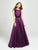Madison James - 19-145 Embellished Bateau Mikado Pleated A-line Dress In Purple