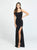 Madison James - 19-147 Boning Fitted Gown with Slit In Black