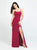 Madison James - 19-147 Boning Fitted Gown with Slit In Red