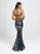 Madison James - 19-148 Multicolored Sequined Halter Trumpet Dress In Black and Multi-Color