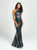 Madison James - 19-148 Multicolored Sequined Halter Trumpet Dress In Black and Multi-Color
