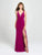 Madison James - 19-150 Beaded Plunging V-Neck High Slit Gown In Pink
