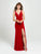 Madison James - 19-150 Beaded Plunging V-Neck High Slit Gown In Red