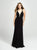 Madison James - 19-152 Illusion Plunging Sparkling Straps A-Line Gown In Black