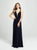 Madison James - 19-152 Illusion Plunging Sparkling Straps A-Line Gown In Black