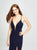 Madison James - 19-154 Glitter Jersey Deep V-neck Sheath Dress In Blue