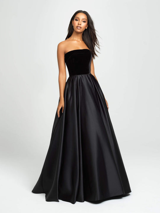 Madison James - 19-155 Strapless Pleated Ballgown In Black