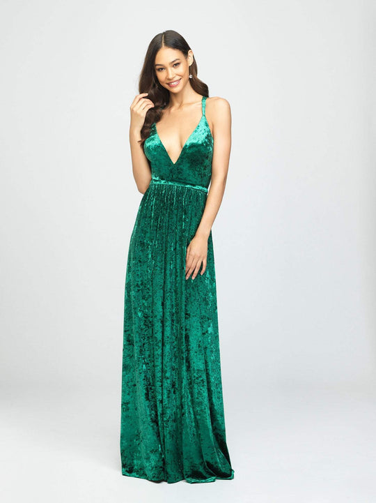 Madison James - 19-156 Plunging V-Neck A-Line Dress In Green