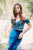 Madison James - 19-157 Embroidered Off Shoulder Velvet Gown In Blue