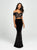 Madison James - 19-157 Embroidered Off Shoulder Velvet Gown In Black