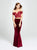 Madison James - 19-157 Embroidered Off Shoulder Velvet Gown In Red