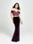 Madison James - 19-157 Embroidered Off Shoulder Velvet Gown In Purple