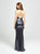 Madison James - 19-158 Plunging V-Neck Sheath Evening Gown In Gray