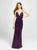 Madison James - 19-158 Plunging V-Neck Sheath Evening Gown In Purple