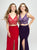 Madison James - 19-159 Two Piece Embroidered V-Neck Dress In Red and Purple