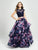Madison James - 19-160 Two Piece Lace Floral Ruffled A-line Dress In Blue