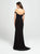 Madison James - 19-162 Beaded Off-Shoulder Gown with Slit In Black