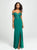 Madison James - 19-162 Beaded Off-Shoulder Gown with Slit In Green