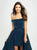 Madison James - 19-163 Shimmer Knit Off-Shoulder Dress With Overskirt In Green