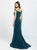 Madison James - 19-164 Shimmer Knit Off-Shoulder Trumpet Dress In Green