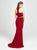 Madison James - 19-165 Beaded Two Piece Sheath Evening Gown In Red