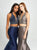 Madison James - 19-166 Two Piece Plunging Halter Mermaid Gown In Blue and Gray