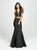 Madison James - 19-166 Two Piece Plunging Halter Mermaid Gown In Black