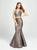 Madison James - 19-166 Two Piece Plunging Halter Mermaid Gown In Gray