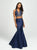 Madison James - 19-166 Two Piece Plunging Halter Mermaid Gown In Blue