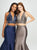 Madison James - 19-166 Two Piece Plunging Halter Mermaid Gown In Blue and Gray