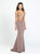 Madison James - 19-167 Two Piece Beaded Jersey Trumpet Dress In Brown