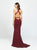 Madison James - 19-168 Beaded Embroidered Halter Evening Dress In Red
