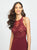 Madison James - 19-168 Beaded Embroidered Halter Evening Dress In Red