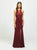 Madison James - 19-168 Beaded Embroidered Halter Evening Dress In Red