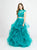 Madison James - 19-169 Two Piece Embroidered Ruffled Gown In Blue and Green