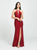 Madison James - 19-170 Strappy Halter Gown with Slit In Red
