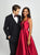 Madison James - 19-171 Bejeweled Halter Satin A-Line Gown In Red