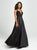 Madison James - 19-171 Bejeweled Halter Satin A-Line Gown In Black
