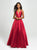 Madison James - 19-171 Bejeweled Halter Satin A-Line Gown In Red