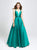 Madison James - 19-171 Bejeweled Halter Satin A-Line Gown In Green